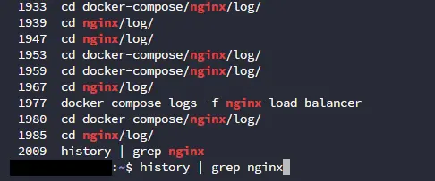 history + grep 명령어 예시.webp